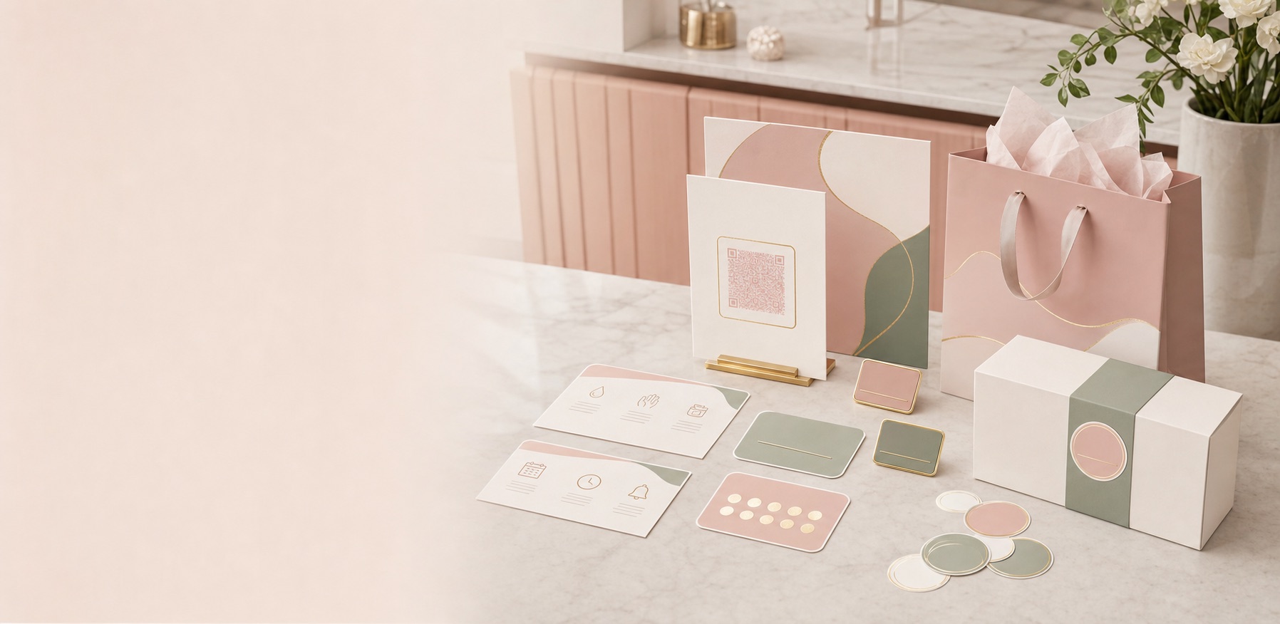 Client experience cards and salon packaging